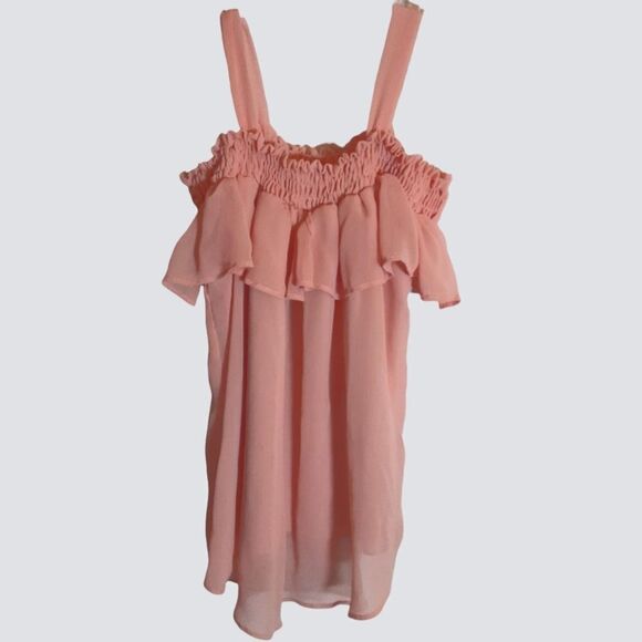 RMLA Top Chiffon Cold Shoulder Straps Ruffled Pink Girls size 8 - Picture 7 of 8